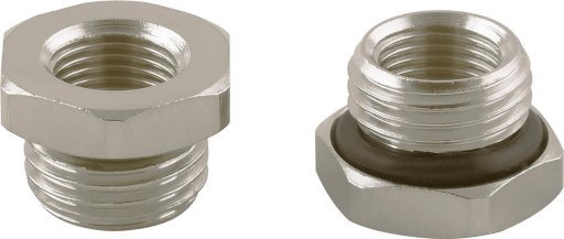 Redukcja, gwint cylindryczny, mosiądz niklowany z uszczelnieniem